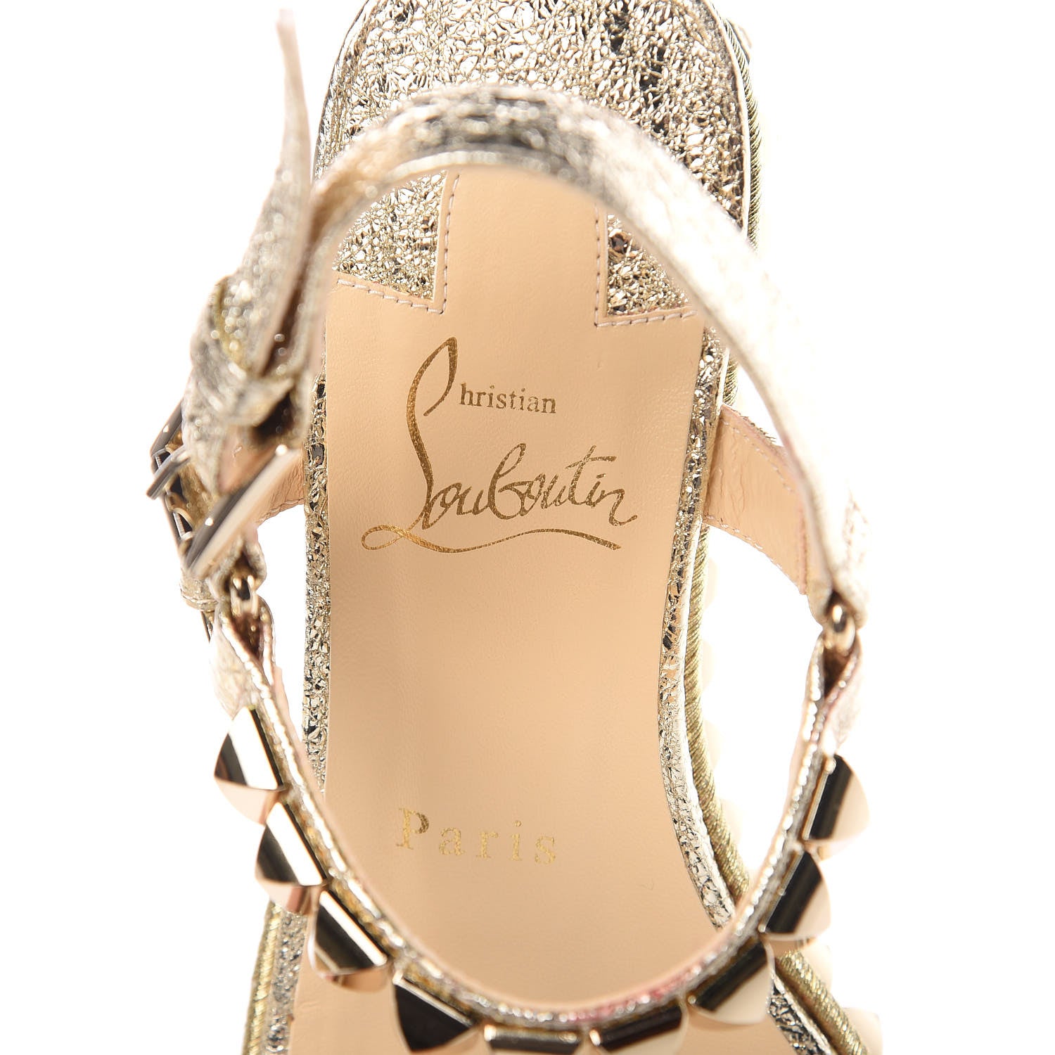 Christian Louboutin Specchio Vintage Cataclou 60 Platform Sandals 37 Platine Light Gold 6 of 8