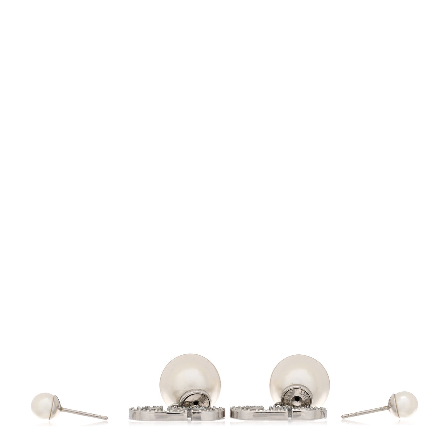 Pearl Crystal Tribal CD Drop Earrings Silver