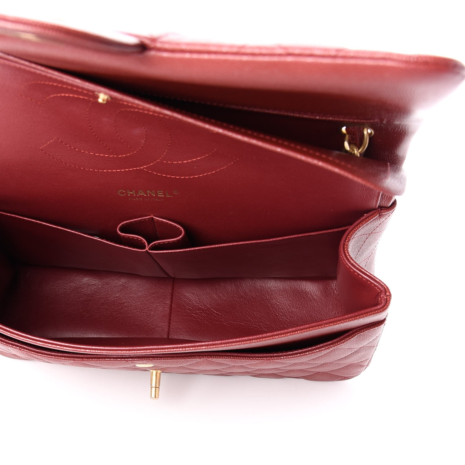 Chanel Iridescent Caviar Quilted Jumbo Double Flap Burgundy 5 of 10