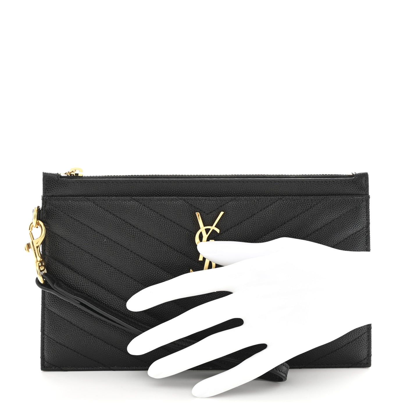 Grain De Poudre Chevron Monogram Large Bill Pouch Black