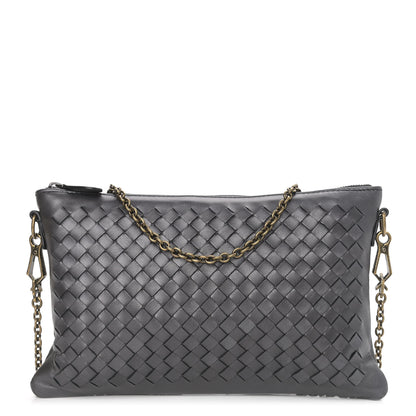 Bottega Veneta Nappa Intrecciato Biletto Chain Crossbody Antique Silver 1 of 9