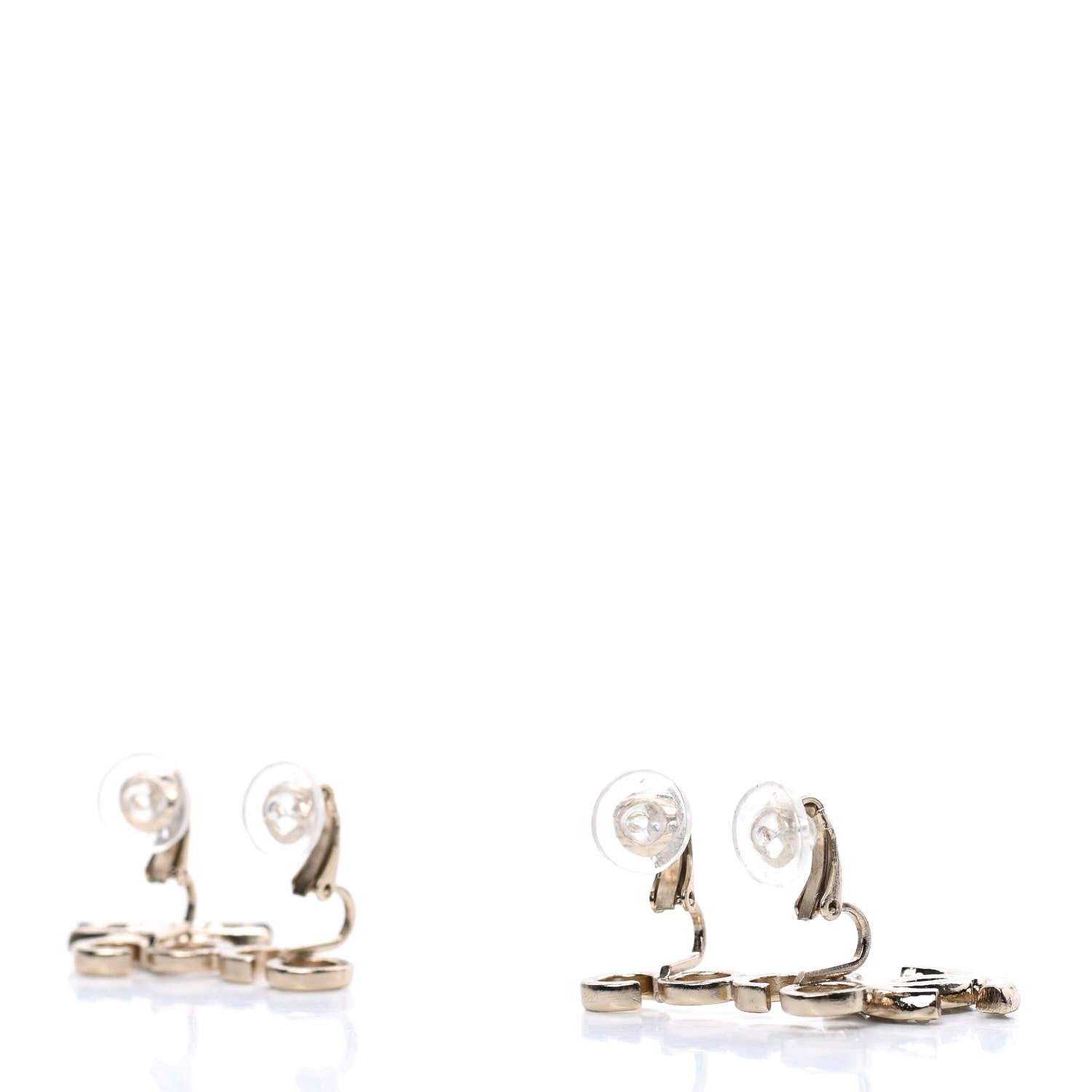 Chanel Metal Pearl CC Coco Climber Clip On Earrings Gold 3 of 5
