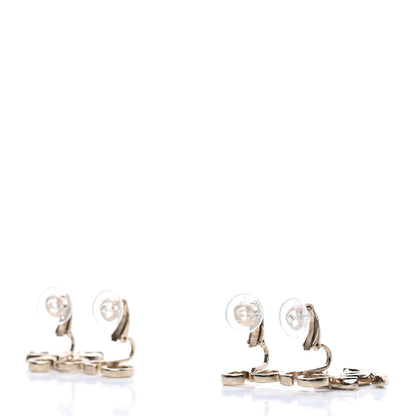 Chanel Metal Pearl CC Coco Climber Clip On Earrings Gold 3 of 5
