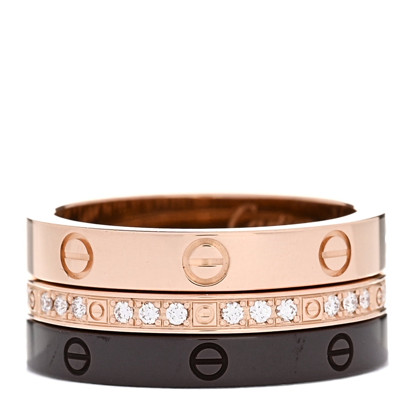18K Pink Gold Diamond Ceramic LOVE Ring Set 47 4