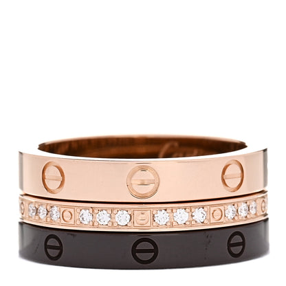 Cartier 18K Pink Gold Diamond Ceramic LOVE Ring Set 47 4 1 of 5