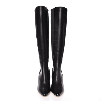 Jimmy Choo Calfskin Elastic Faith 85 Knee High Boots Heels 37 Black 2 of 6
