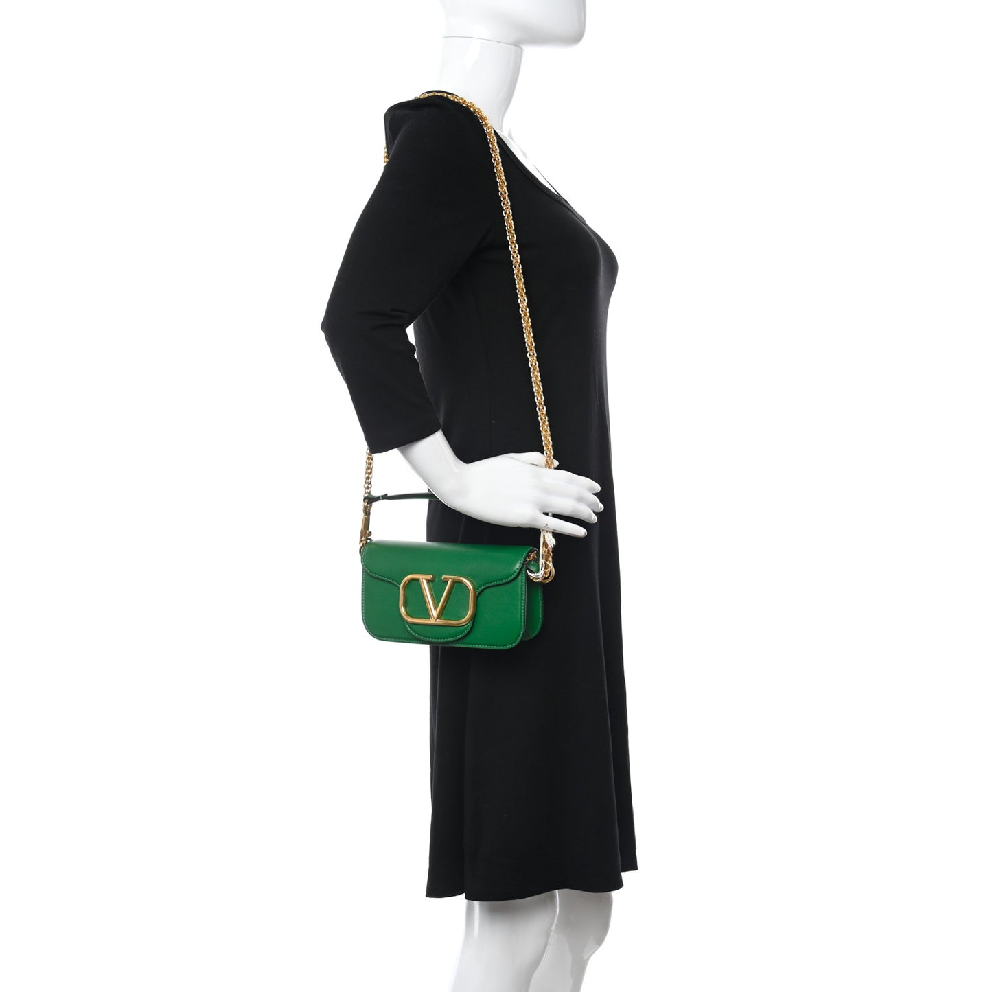 Calfskin Vlogo Small Loco Shoulder Bag Gea Green