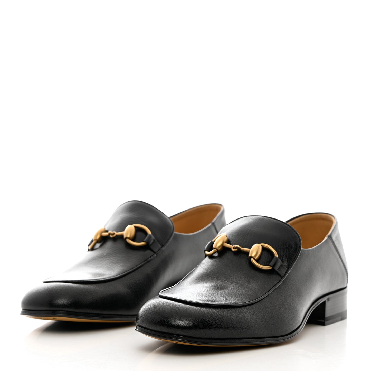 Goatskin Womens Horsebit Mid-Heel Loafers 38 Black