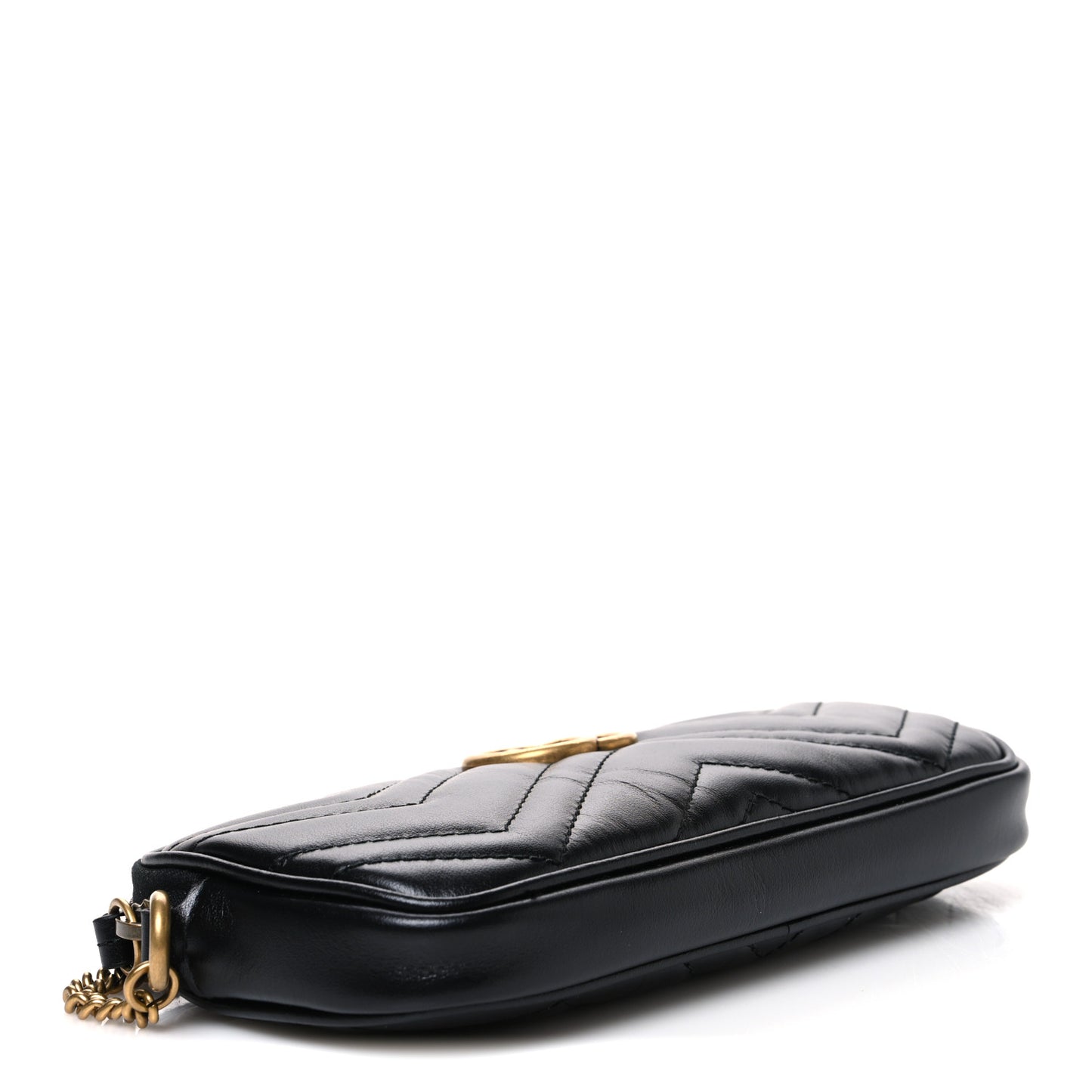 Calfskin Matelasse Mini GG Marmont Chain Crossbody Bag Black