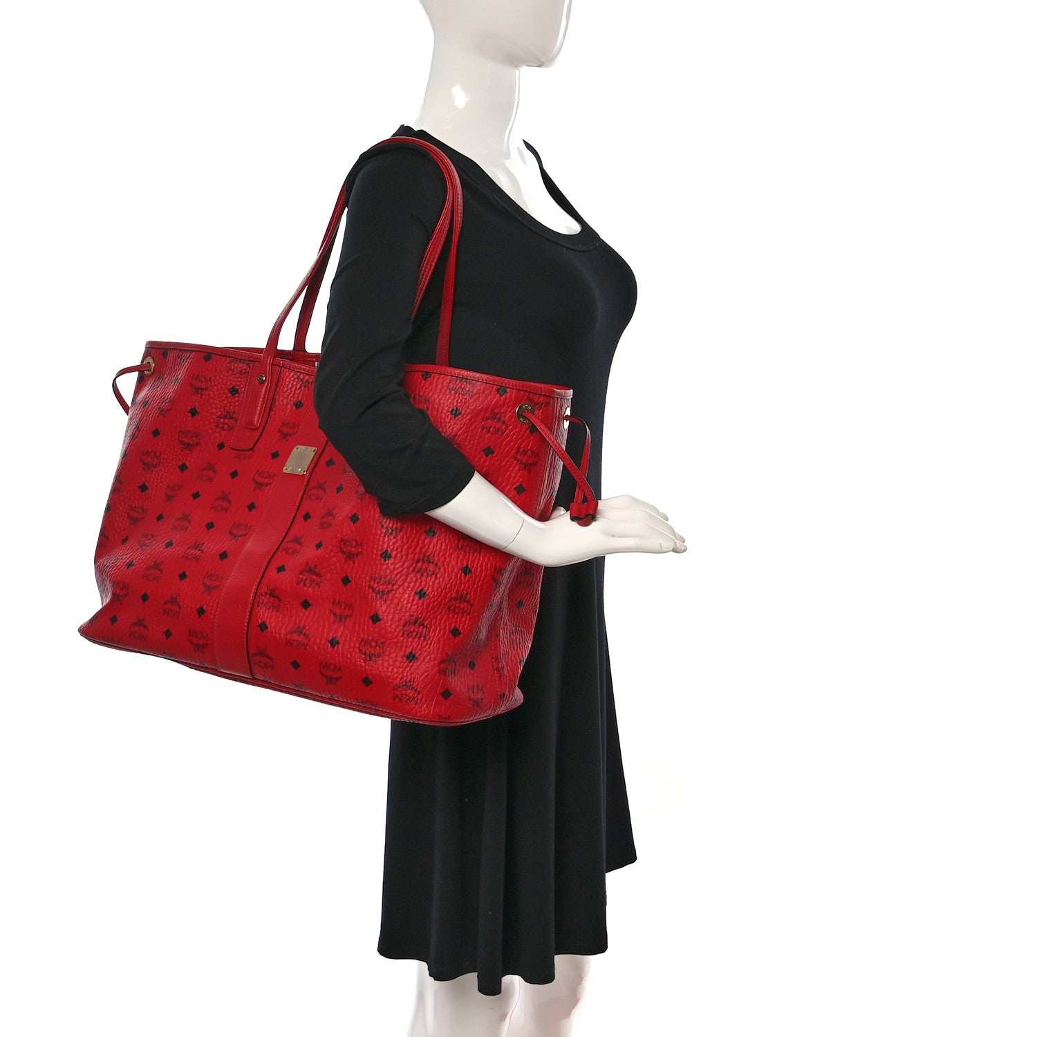 MCM Visetos Large Liz Reversible Shopper Tote Ruby Red 3 of 25