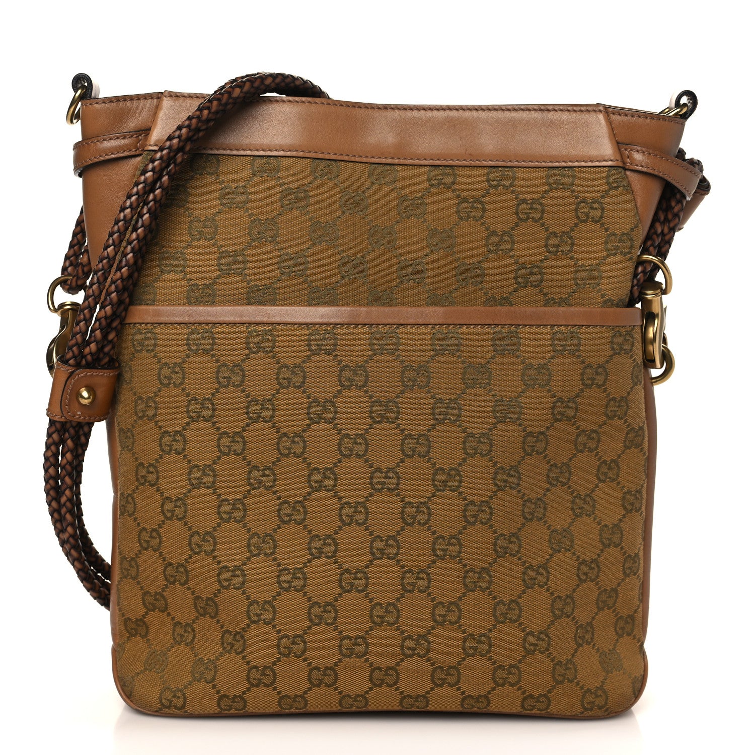 Gucci Monogram Braided Shoulder Bag Brown 1 of 8