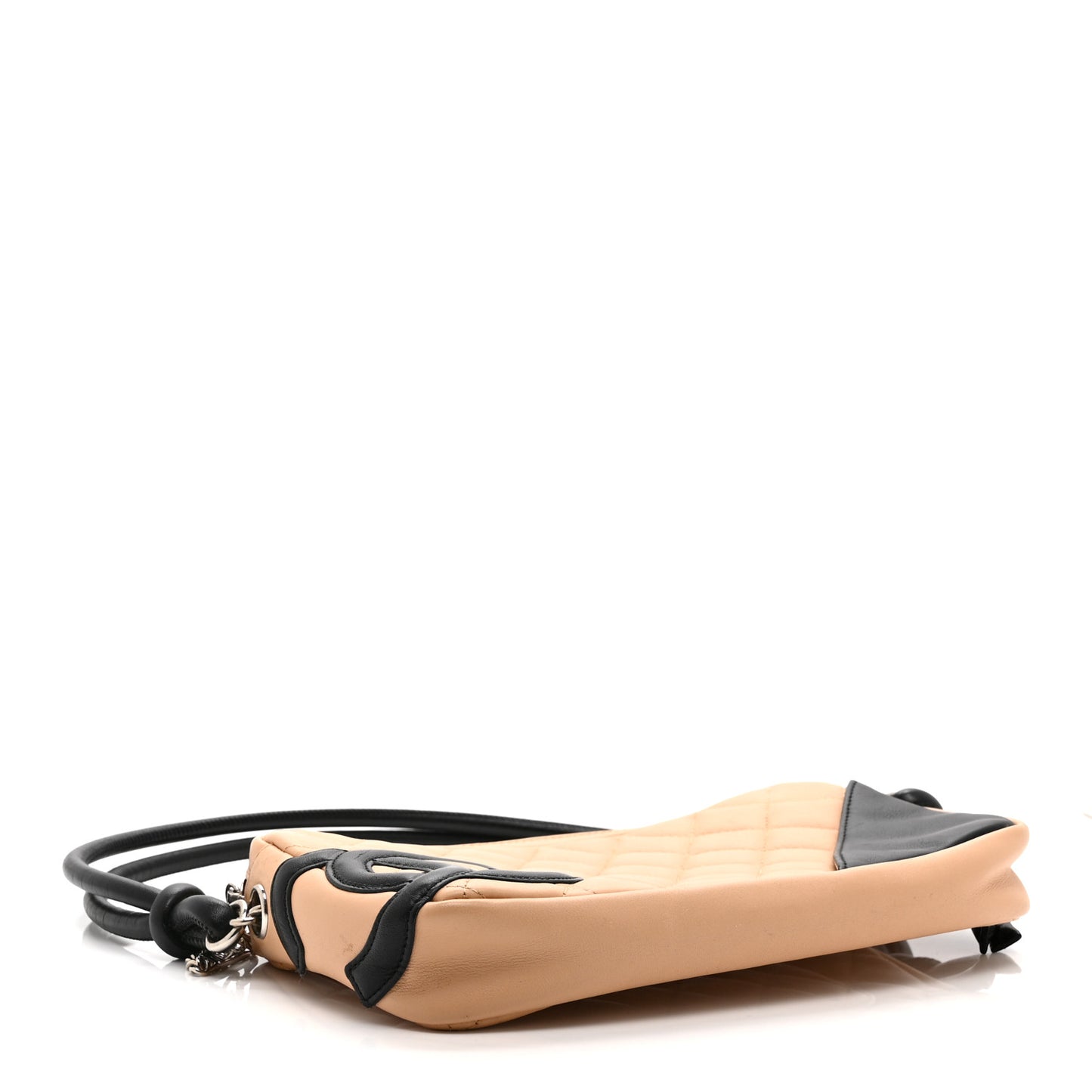 Calfskin Quilted Cambon Pochette Beige Black