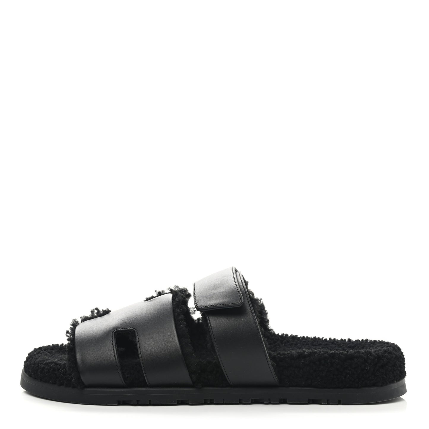 Calfskin Woolskin Mens Chypre Sandals 43 Black