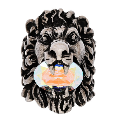 Gucci Metal Crystal Lion Head Ring 16 7.5 multicolor 56 7.5 Silver 1 of 8