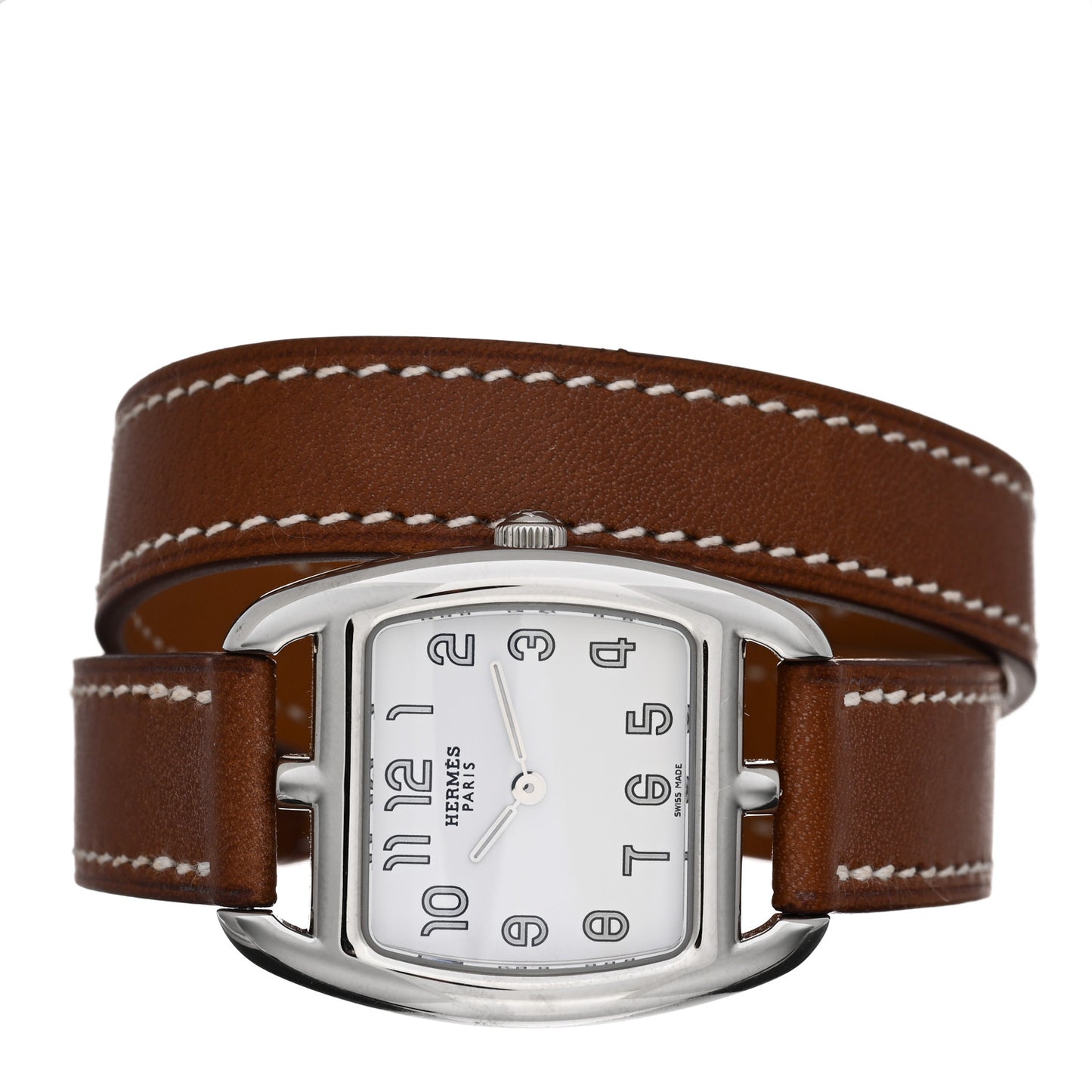 Stainless Steel Barenia 26mm Cape Cod Tonneau Double Tour Quartz Watch Fauve