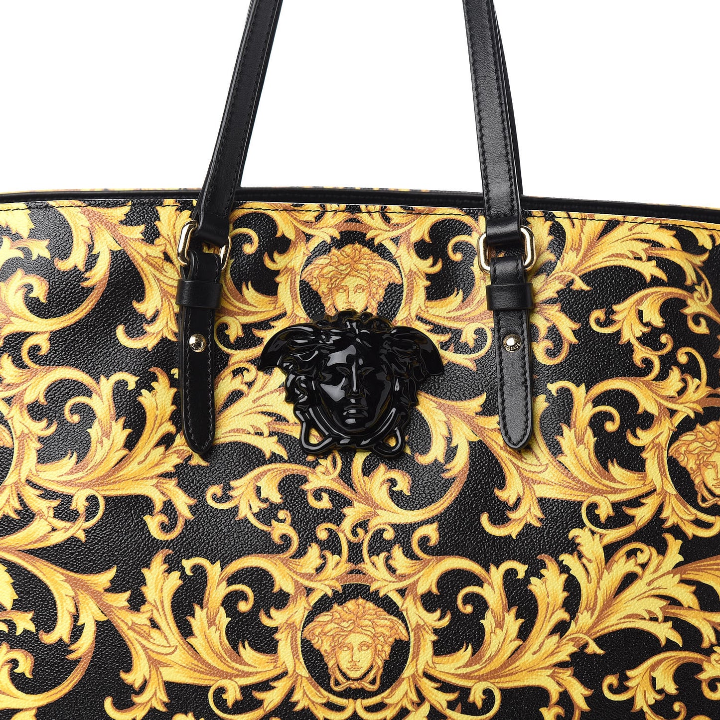 PVC Barocco Printed Tote Black Gold