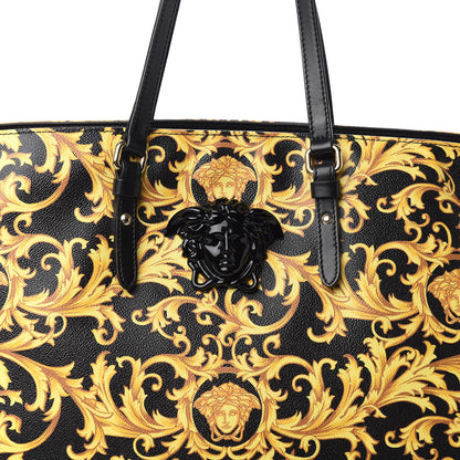 Versace PVC Barocco Printed Tote Black Gold 6 of 8