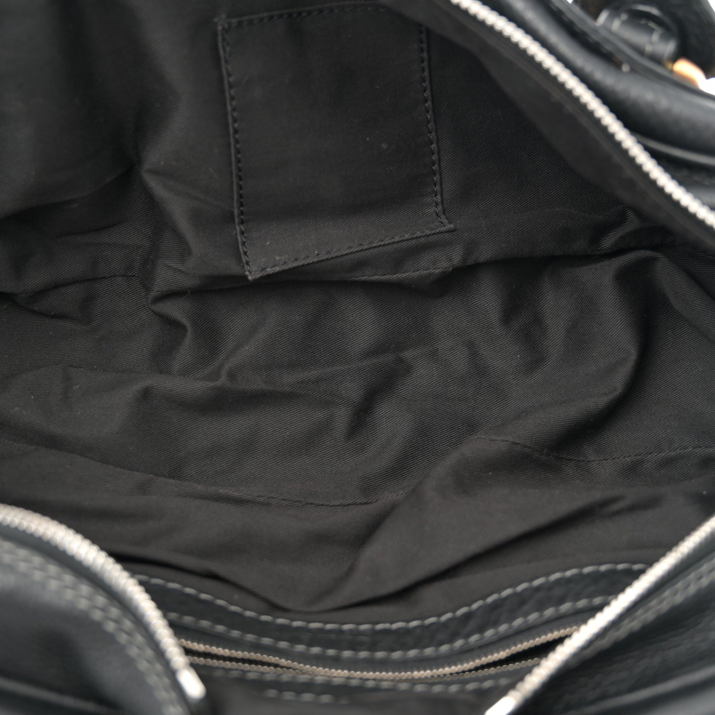 Calfskin Paddington Double Zipped Bowler Black