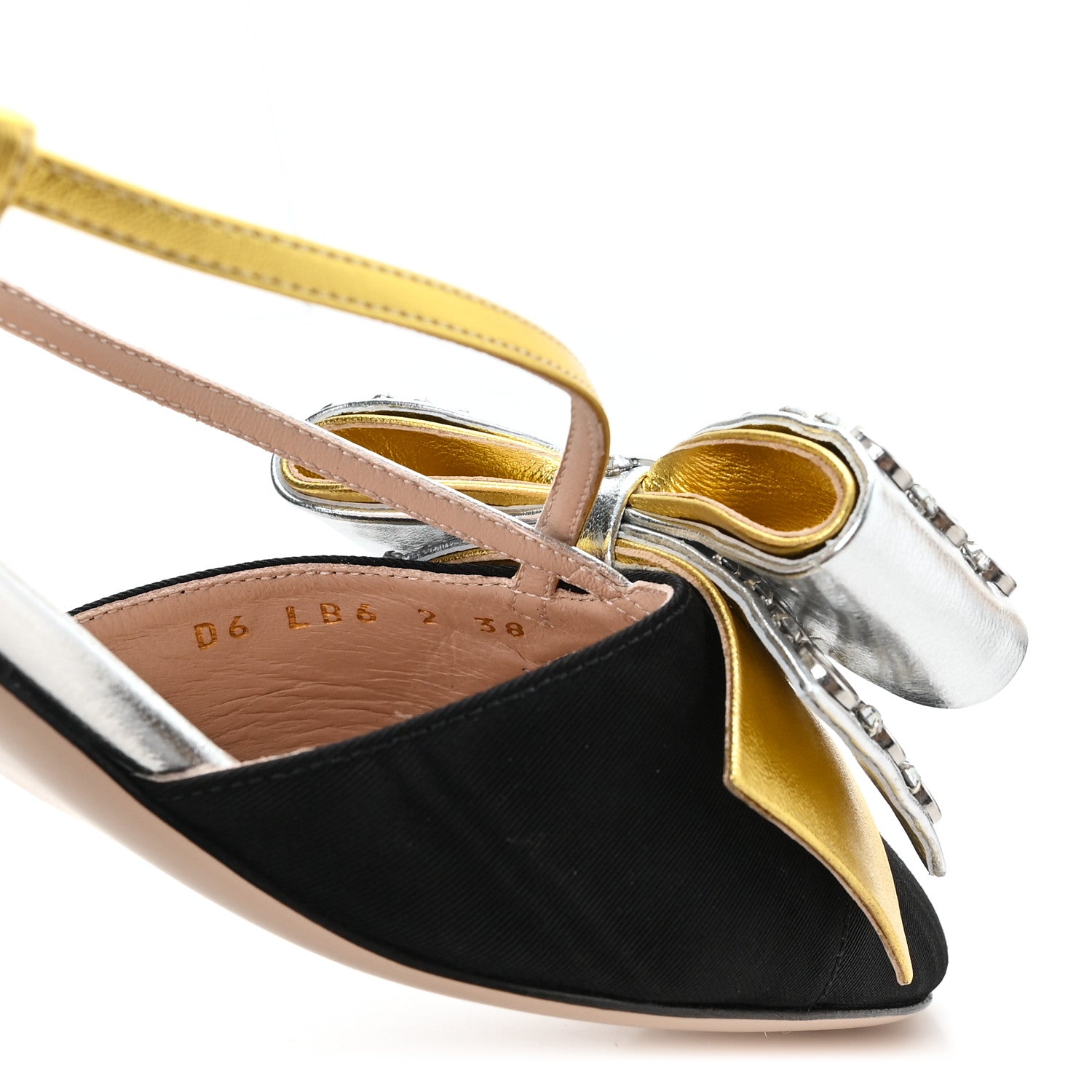 Valentino Garavani Metallic Embellished Bowow 45mm Slingback Pump 38 Black 9 of 10