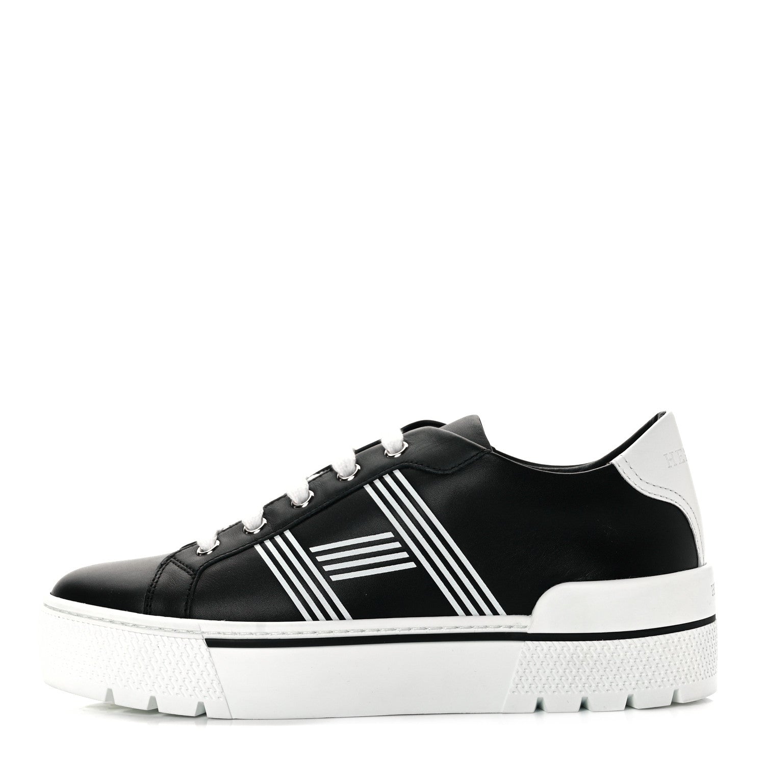 Hermes Calfskin Womens Dare Sneakers 36.5 Black White 1 of 18