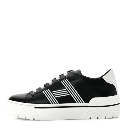 Hermes Calfskin Womens Dare Sneakers 36.5 Black White 1 of 18