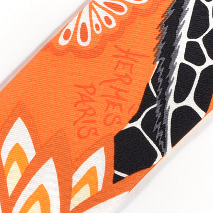 Hermes Silk The Three Graces Twilly Orange Mangue Anthracite 3 of 4