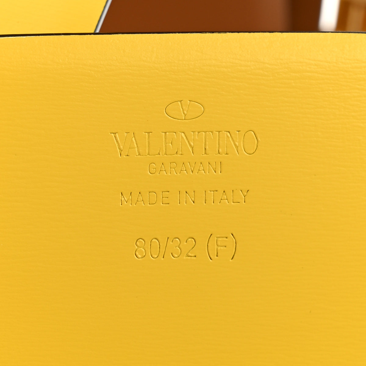 Valentino Garavani Glossy Calfskin VLogo Reversible 70mm Belt 80 32 Saddle Brown Yellow 5 of 10