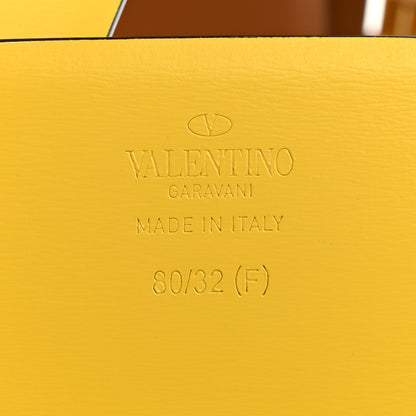 Valentino Garavani Glossy Calfskin VLogo Reversible 70mm Belt 80 32 Saddle Brown Yellow 5 of 10