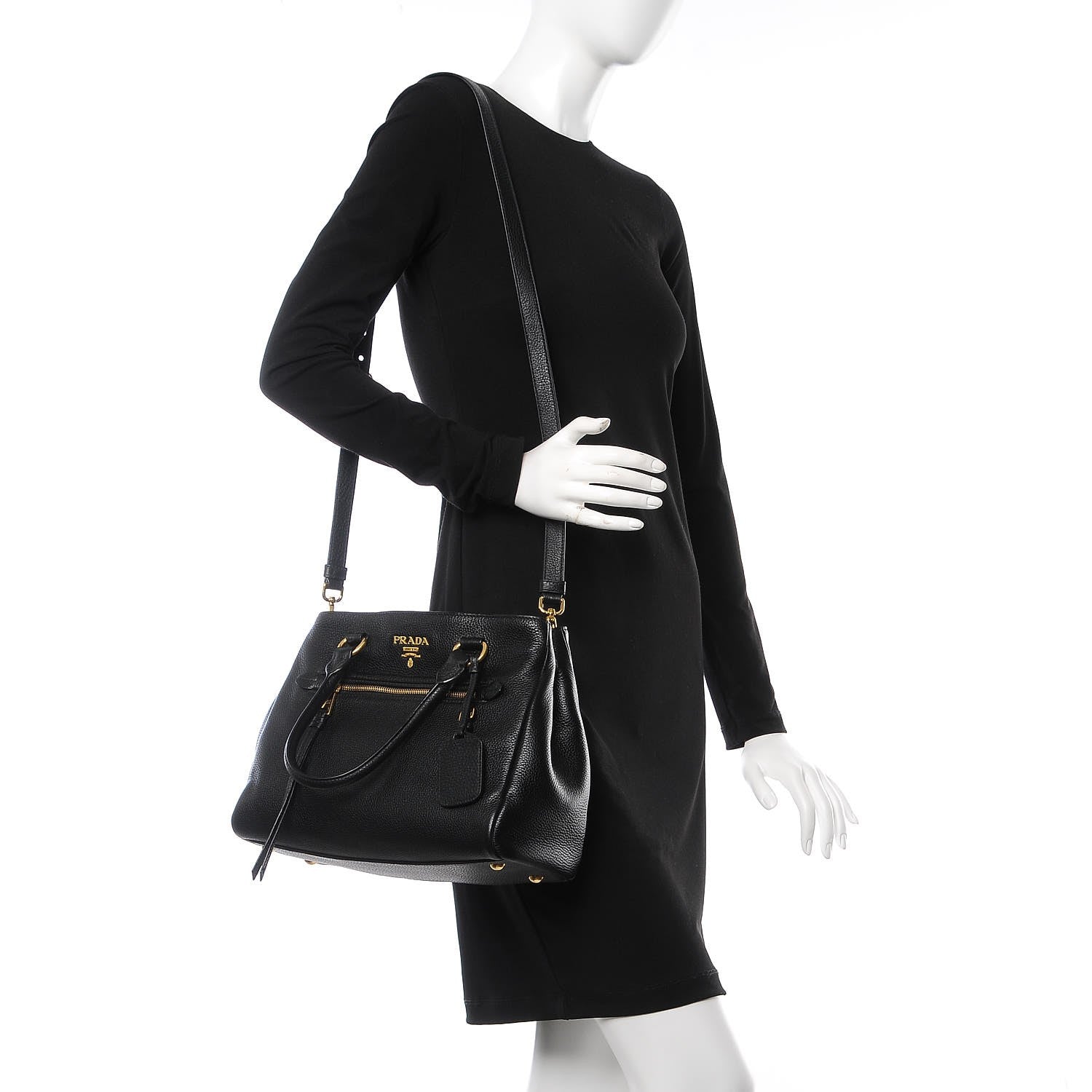 Prada Vitello Phenix Shopping Tote Black 2 of 9