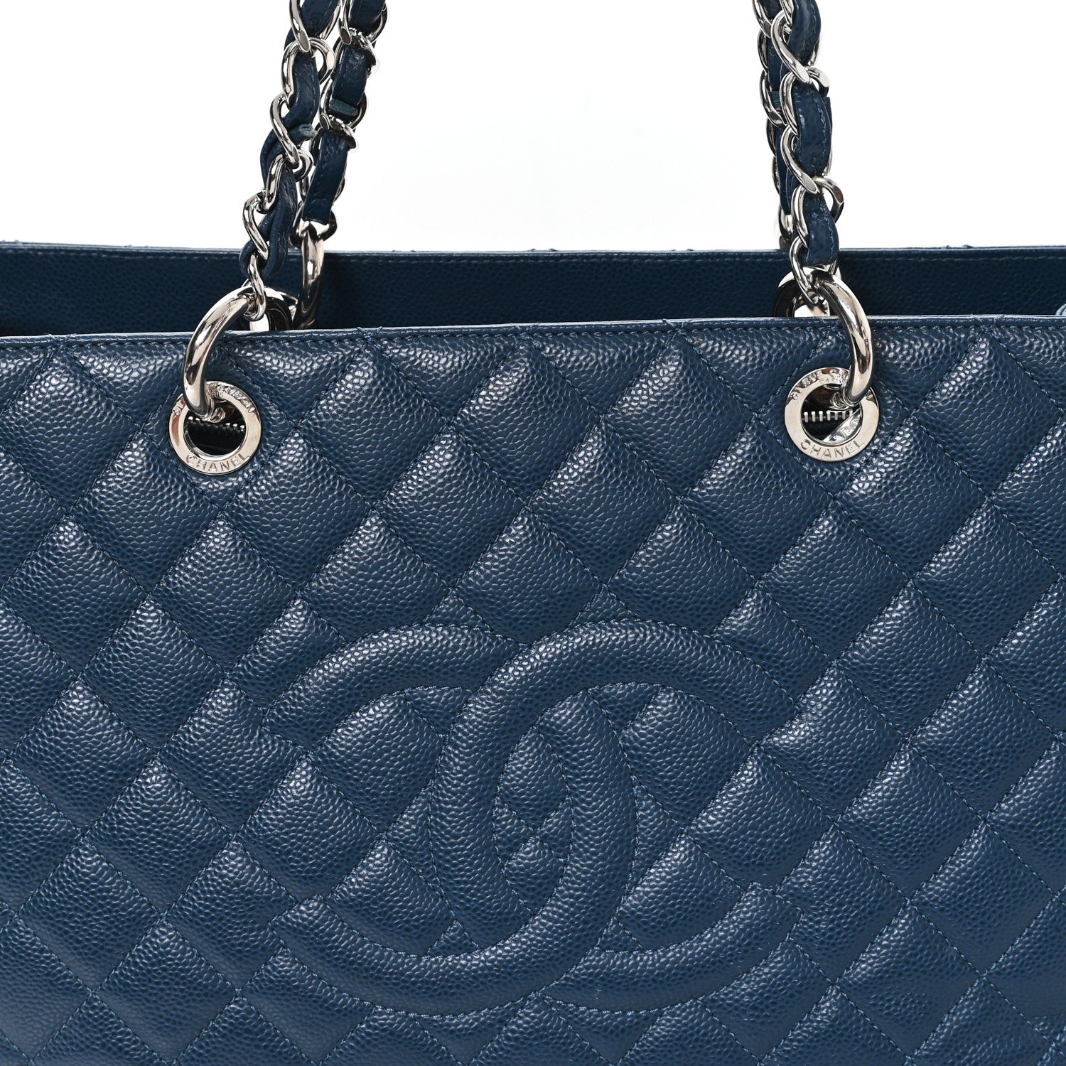 Chanel Caviar Quilted XL Grand Shopping Tote GST Dark Blue 8 of 10