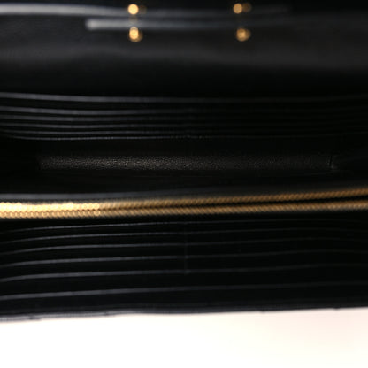 Saint Laurent Grain De Poudre Matelasse Chevron Monogram Chain Wallet Black 5 of 9