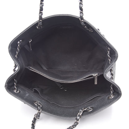 Chanel Metallic Grained Calfskin Medium Woven Chain Shopping Tote Black 5 of 13