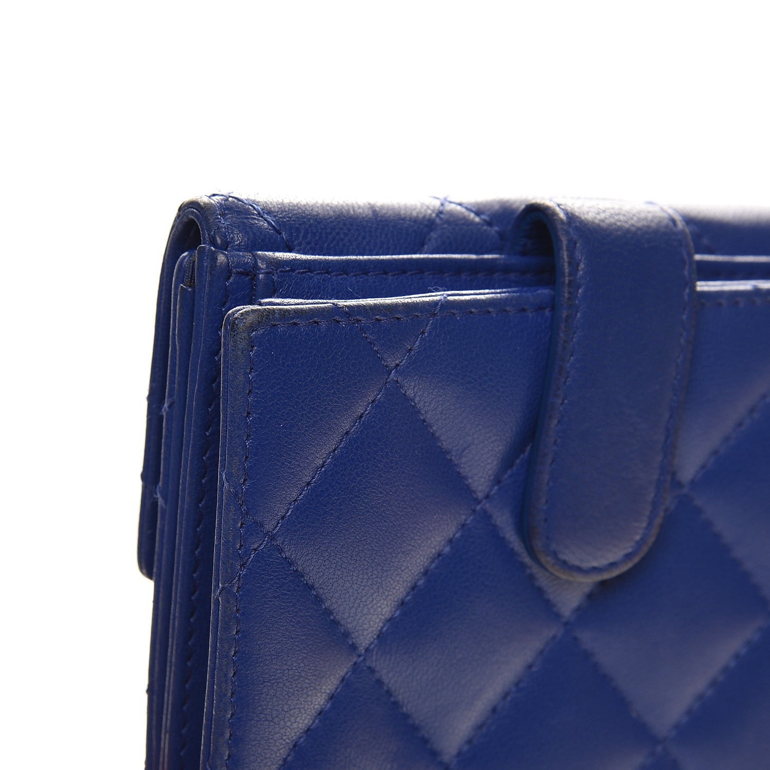 Chanel Lambskin Quilted Compact French Flap Wallet Blue 10 of 11