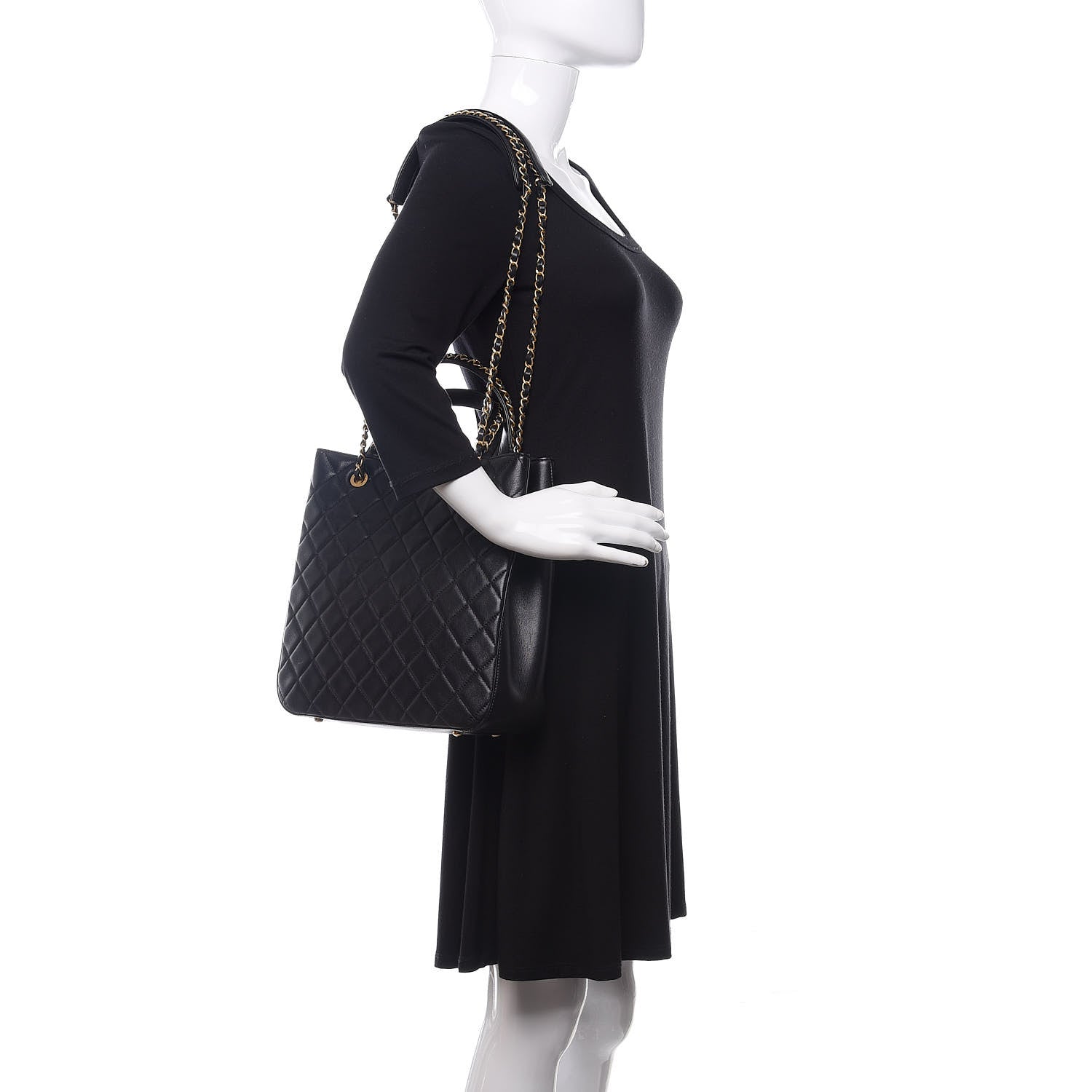 Chanel Lambskin Quilted Large Shopping Tote Black 2 of 13