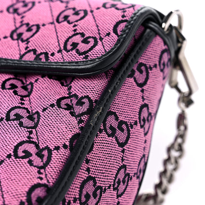 Gucci Monogram Multicolor Matelasse Diagonal Mini GG Marmont Top Handle Shoulder Bag Pink Blue 11 of 12