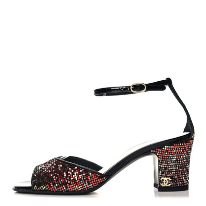 Chanel Glitter Ankle Strap Sandals 39 Multicolor 1 of 10