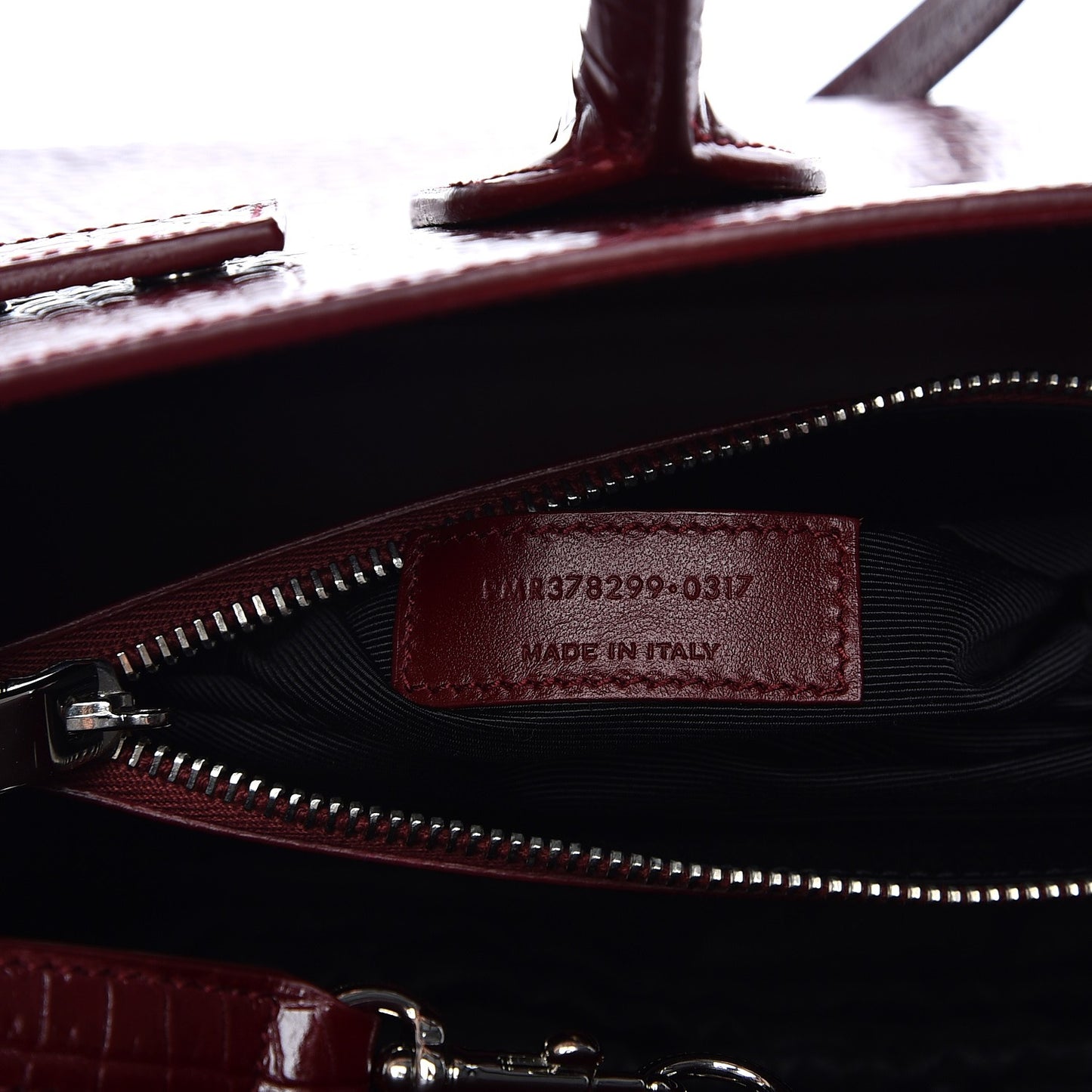 Calfskin Crocodile Embossed Small Sac De Jour Bordeaux