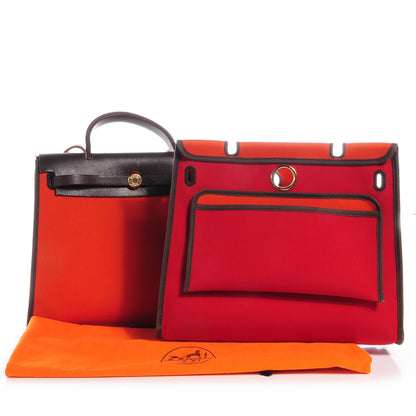 Hermes Toile Herbag PM Orange and Red 5 of 9