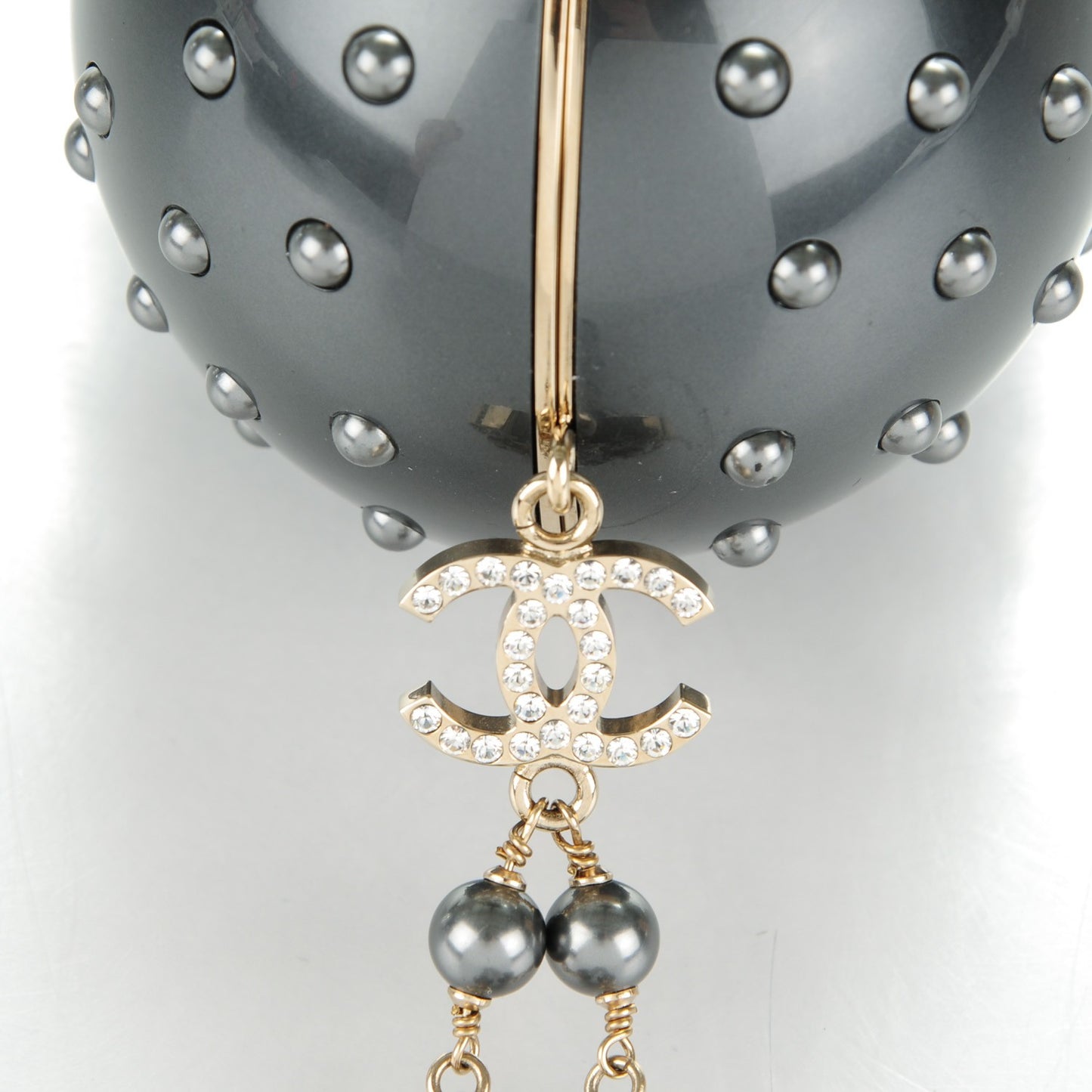 Resin Crystal Pearl Clutch Dark Grey