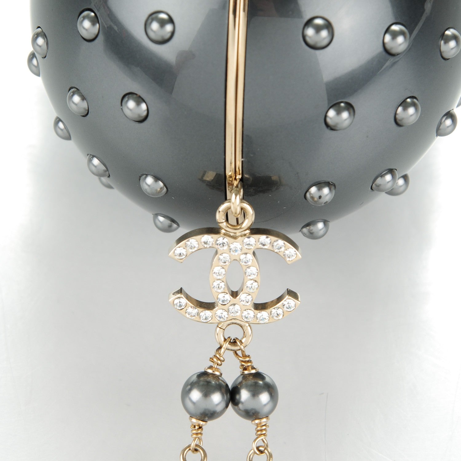 Chanel Resin Crystal Pearl Clutch Dark Grey 6 of 10