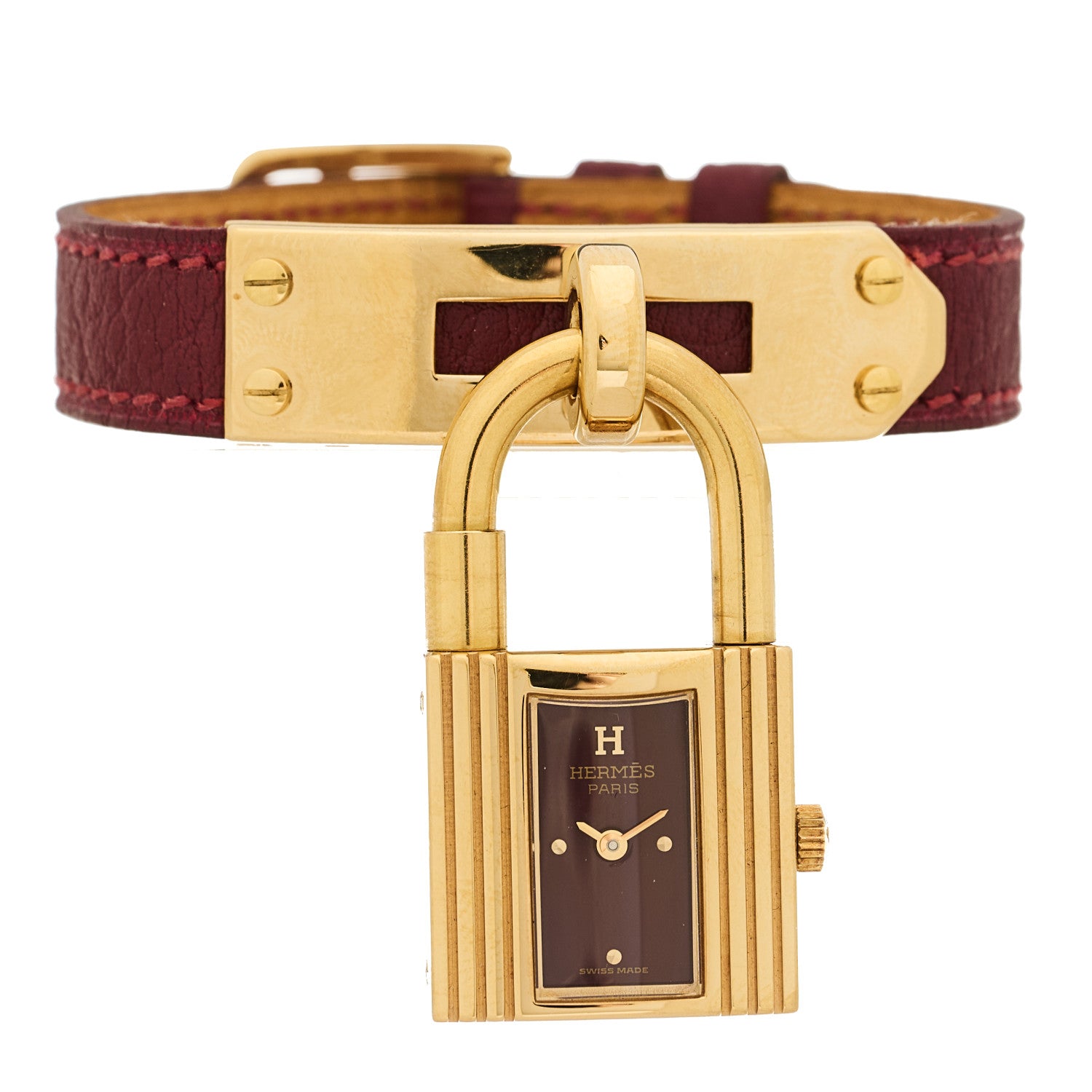 Hermes Stainless Steel Courchevel 20mm Kelly Cadena Quartz Watch Rouge 3 of 4