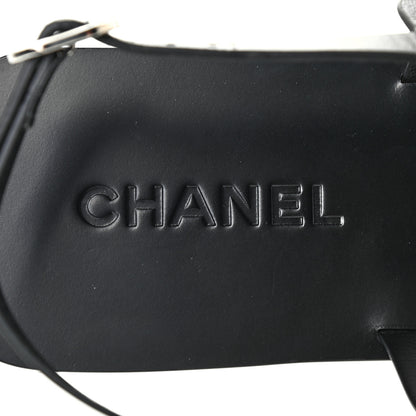 Chanel Goatskin CC Sandals 40.5 Black 6 of 8