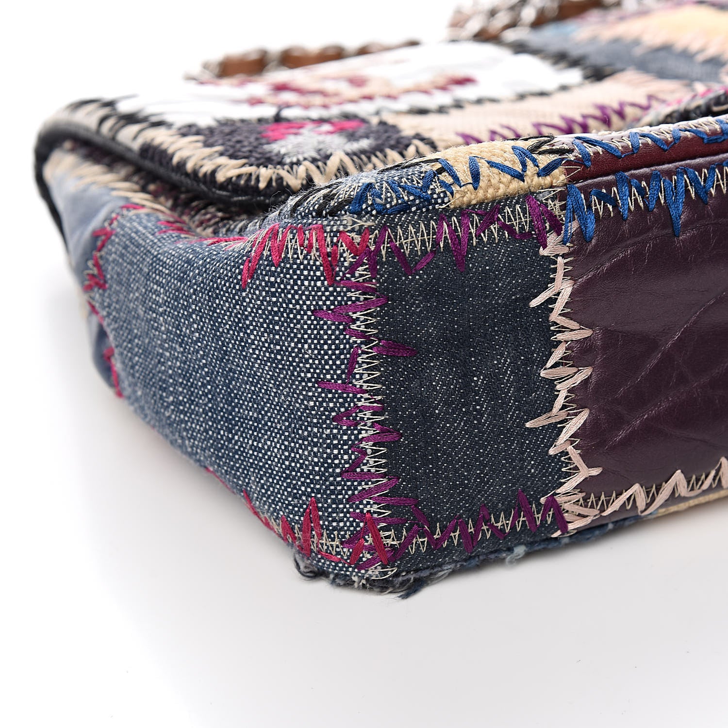 Chanel Denim Tweed Patchwork Jumbo Single Flap Multicolor 9 of 21