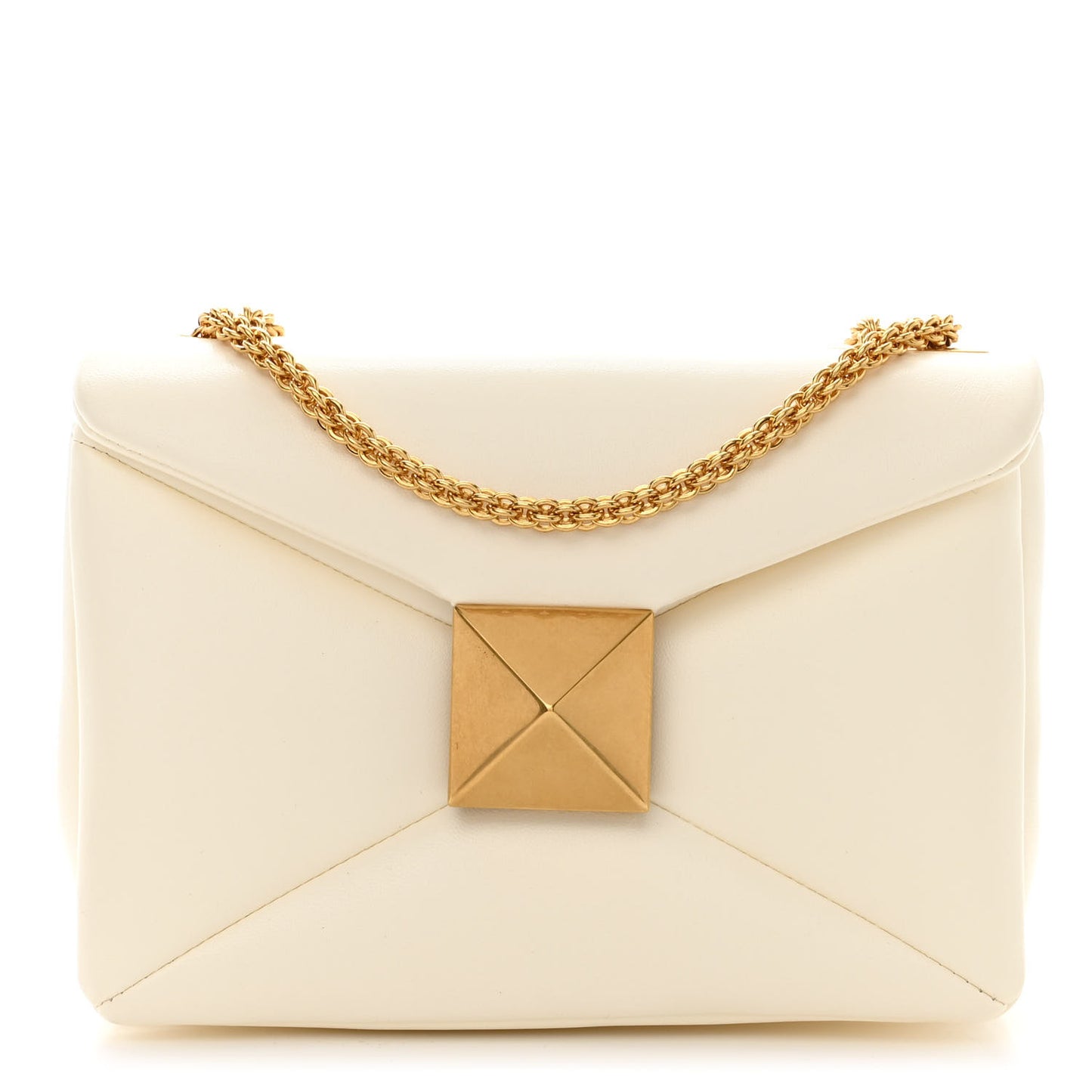 Nappa One Stud Chain Clutch Ivory