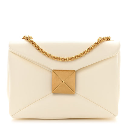 Valentino Garavani Nappa One Stud Chain Clutch Ivory 1 of 10