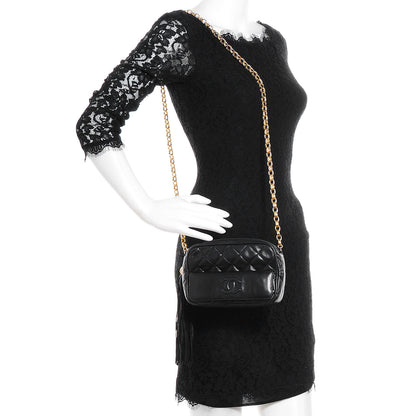 Chanel Lambskin Quilted Tassel Camera Case Black 2 of 7