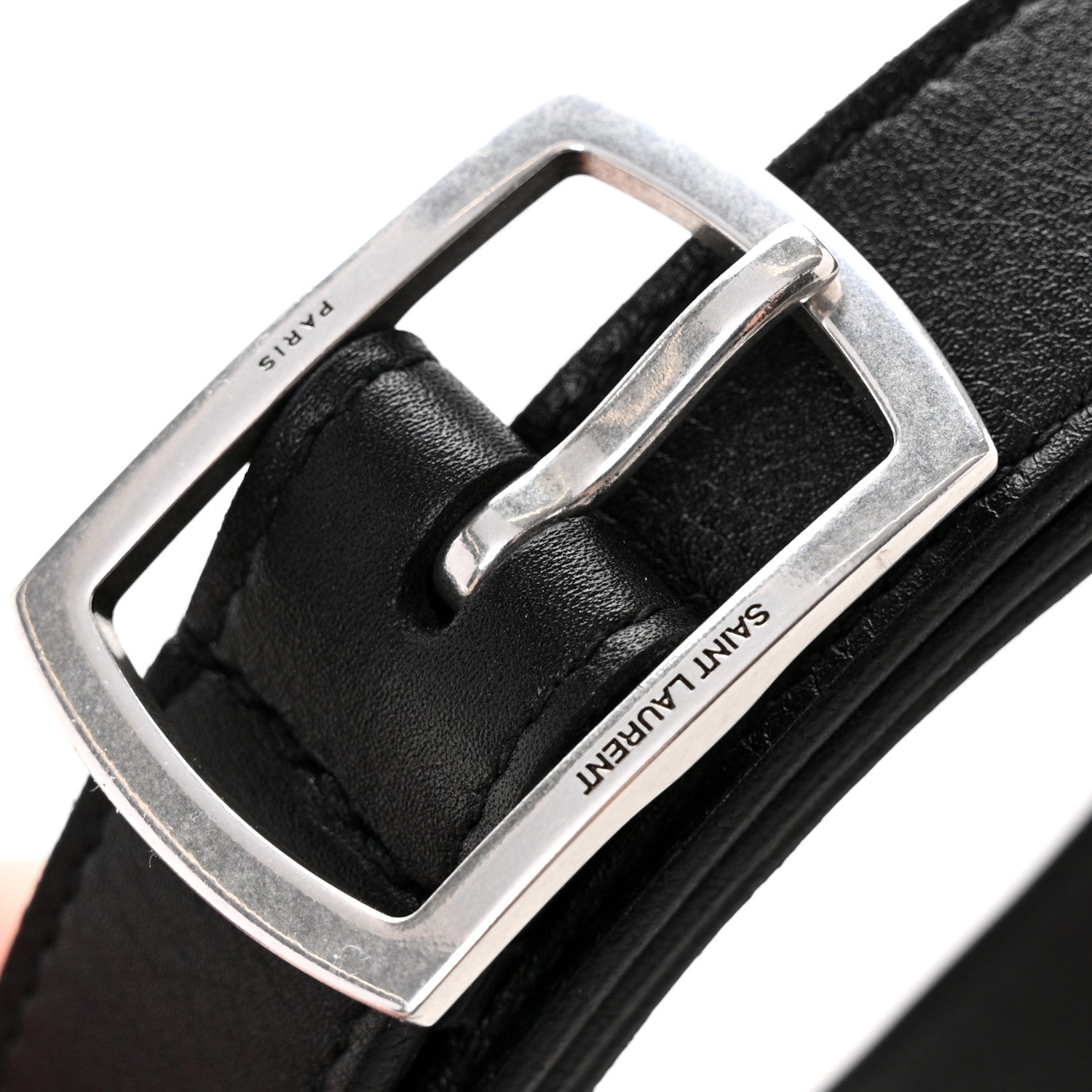 Saint Laurent Smooth Calfskin Square Buckle Belt 100 40 Black 7 of 8