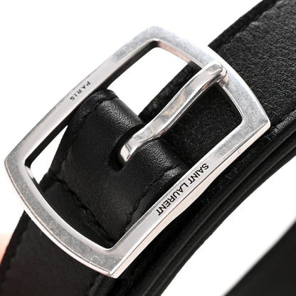 Saint Laurent Smooth Calfskin Square Buckle Belt 100 40 Black 7 of 8