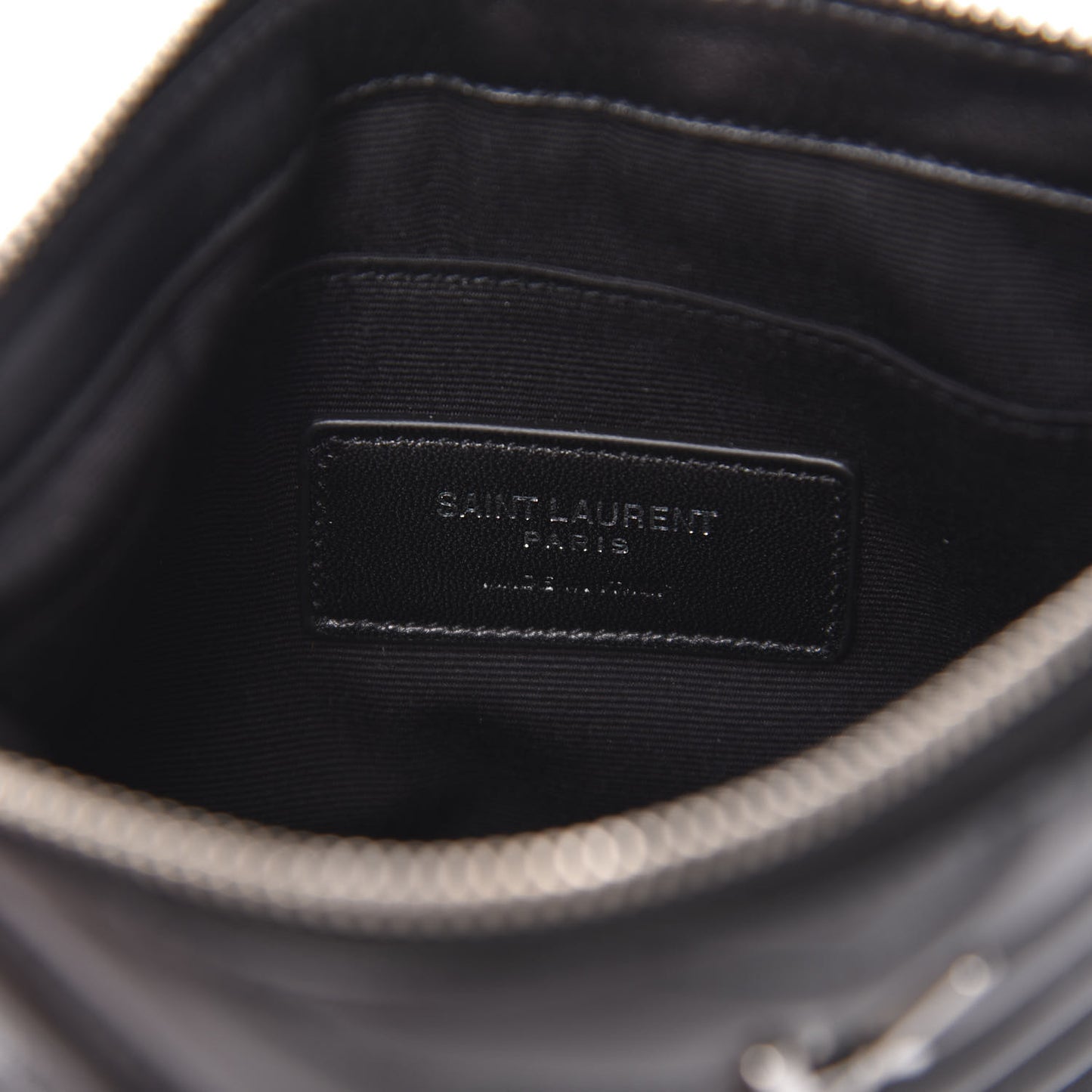 Calfskin Matelasse Chevron Monogram Pouch Black