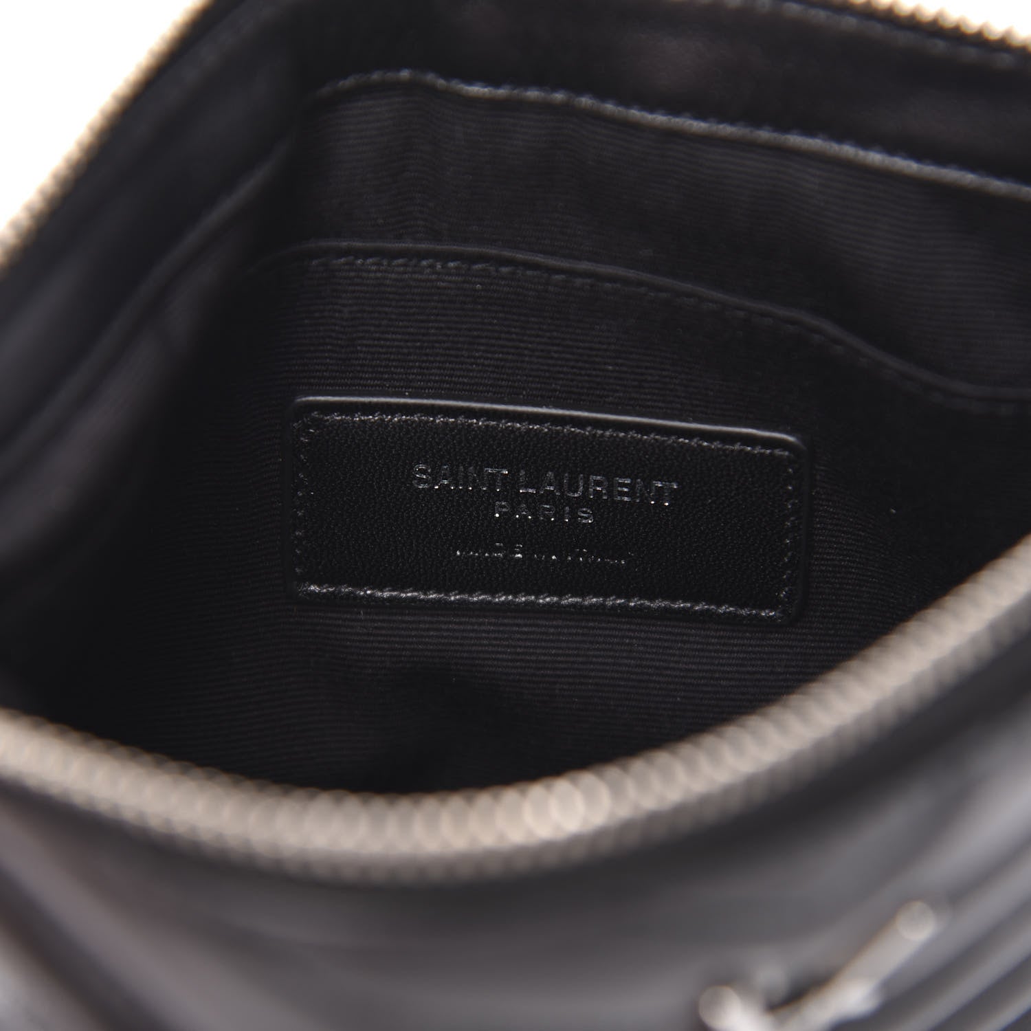 Saint Laurent Calfskin Matelasse Chevron Monogram Pouch Black 6 of 8